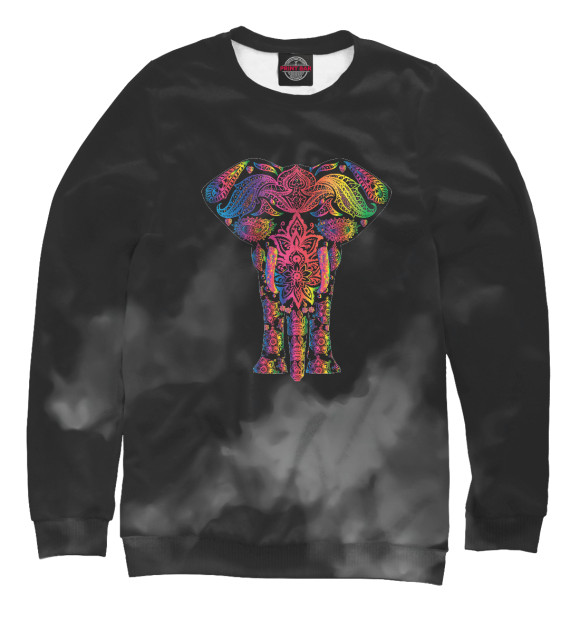 Свитшот для мальчиков с изображением Mehndi elephant colorful цвета Белый