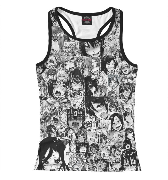 Женская майка-борцовка с изображением Ahegao | Ахэгао цвета Белый