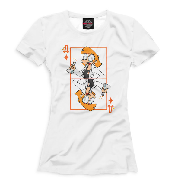 Футболка для девочек с изображением 13 карт цвета Белый