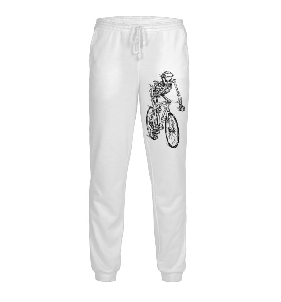 Мужские спортивные штаны с изображением Велосипедист цвета Белый