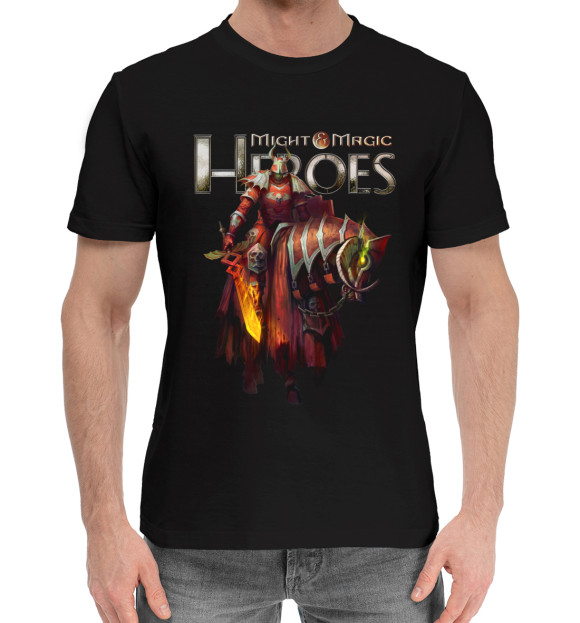 Мужская хлопковая футболка с изображением Might & Magic Heroes цвета Черный