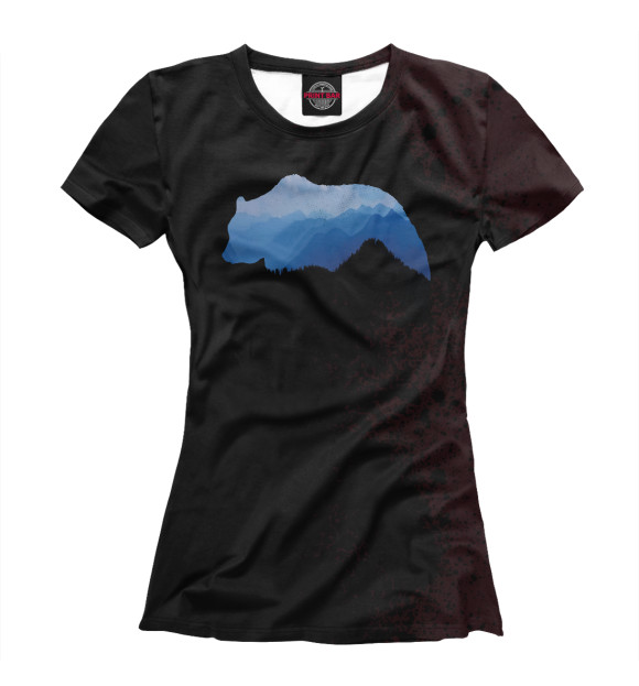 Женская футболка с изображением National Park bear цвета Белый