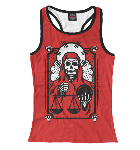 Женская майка-борцовка с изображением Смерть всех рассудит цвета Белый