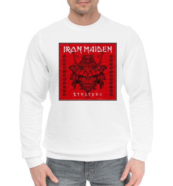 Мужской хлопковый свитшот с изображением Iron Maiden цвета Белый