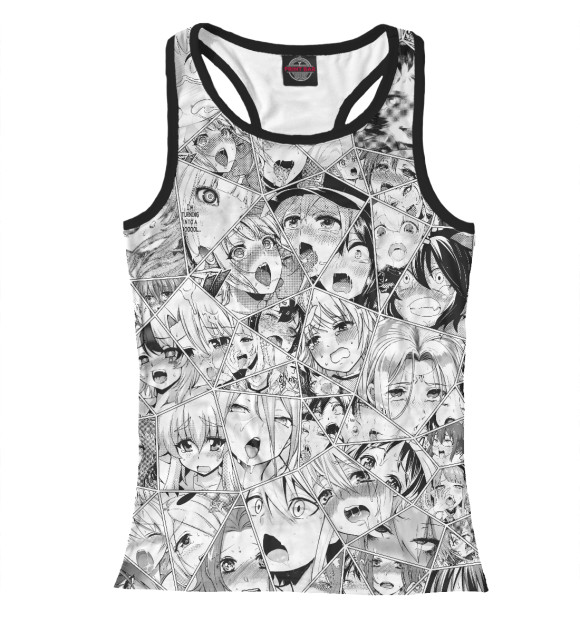 Женская майка-борцовка с изображением Ahegao Fragments цвета Белый