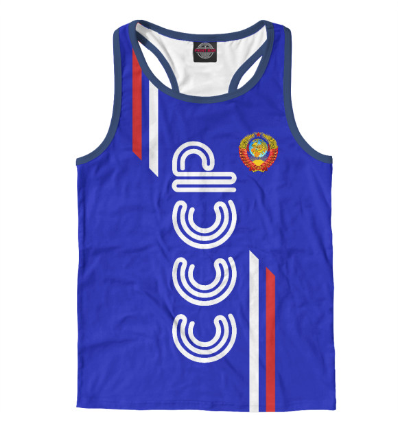 Мужская майка-борцовка с изображением СССР цвета Белый