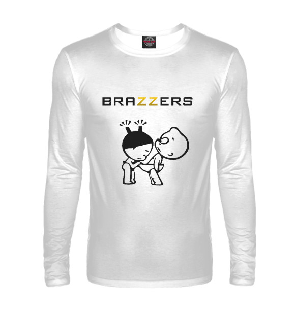 Мужской лонгслив с изображением Brazzers цвета Белый