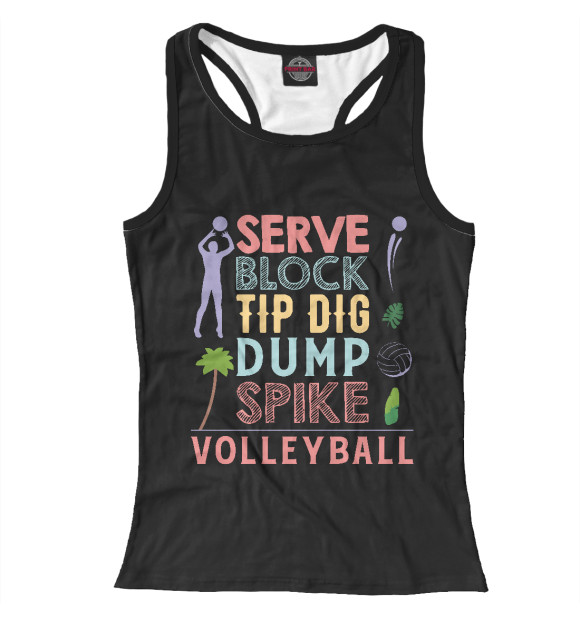 Женская майка-борцовка с изображением Волейбол цвета Белый