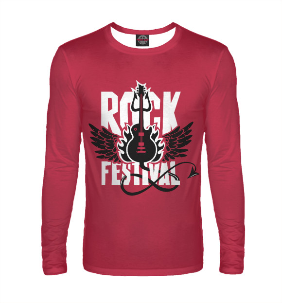 Мужской лонгслив с изображением Rock Festival цвета Белый