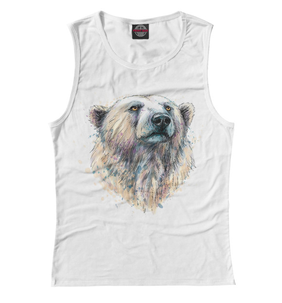 Женская майка с изображением Медведь цвета Белый