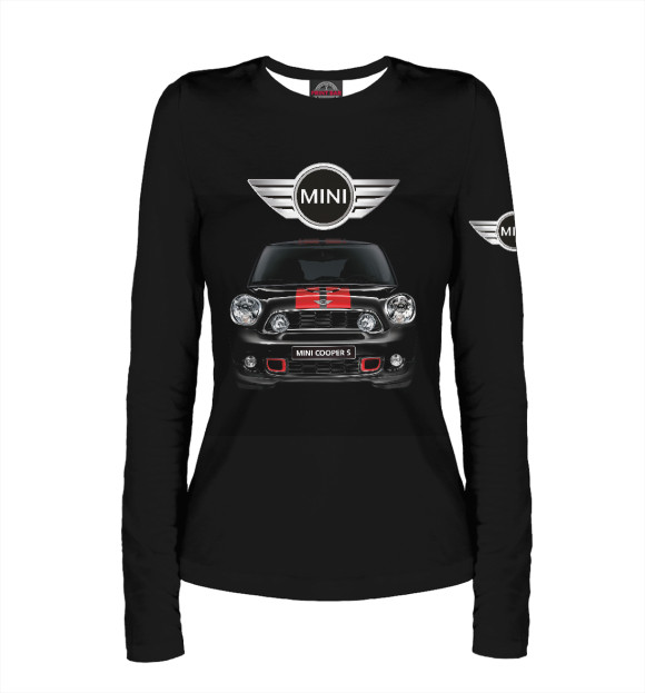 Женский лонгслив с изображением Mini Cooper цвета Белый