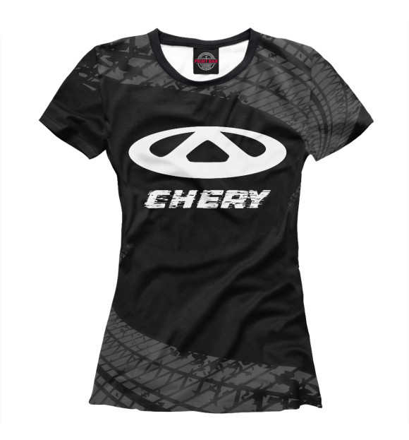 Футболка для девочек с изображением Chery Speed Tires на темном Шины цвета Белый