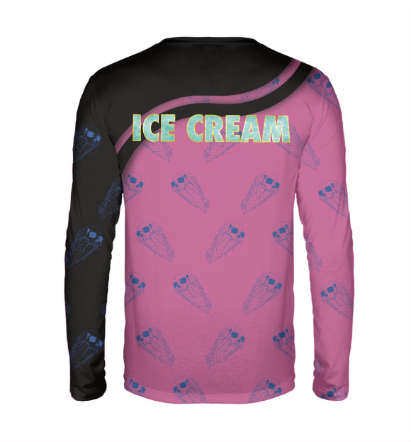 Мужской лонгслив с изображением Skull Ice Cream цвета Белый