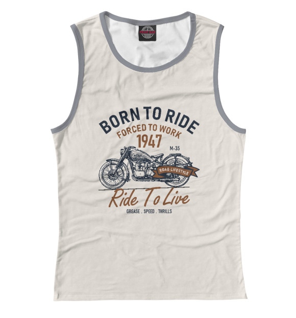 Женская майка с изображением Прирожденный ездок цвета Белый