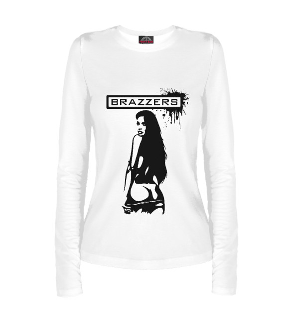 Женский лонгслив с изображением Brazzers цвета Белый