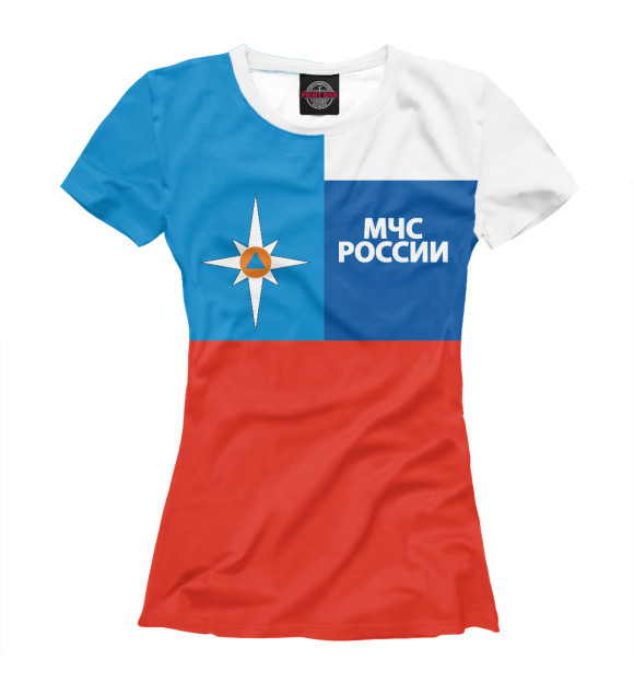 Футболка для девочек с изображением МЧС РОССИИ цвета Белый