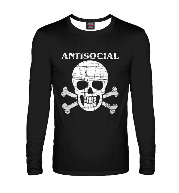 Мужской лонгслив с изображением Antisocial цвета Белый