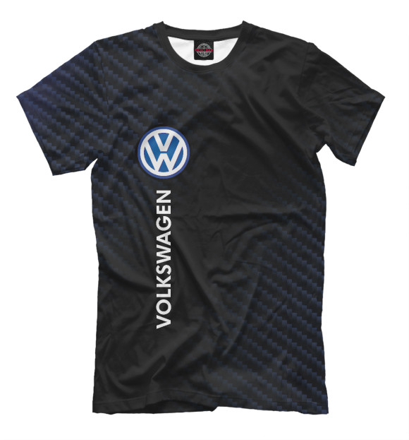 Мужская футболка с изображением Volkswagen / Карбон цвета Белый