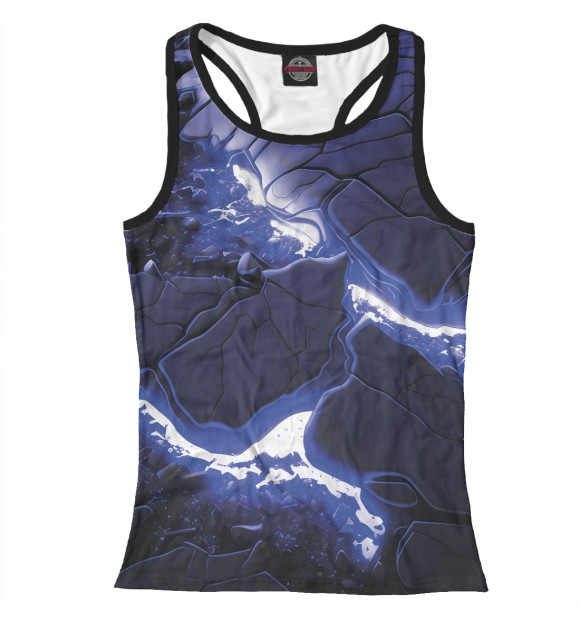 Женская майка-борцовка с изображением Неоновая голубая лава цвета Белый