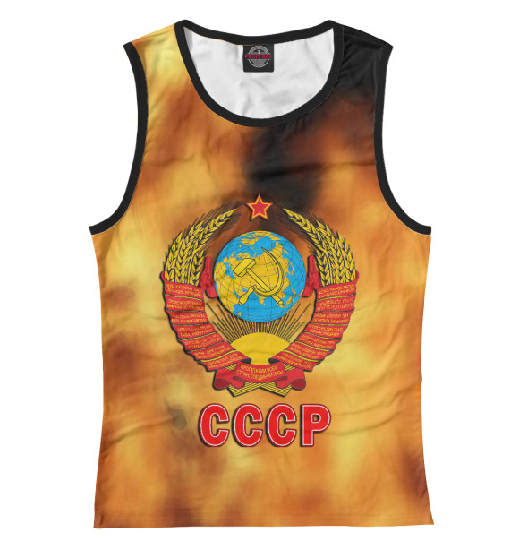 Майка для девочки с изображением СССР | USSR (огонь) цвета Белый