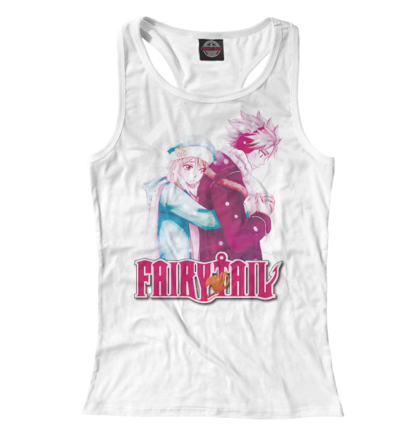 Женская майка-борцовка с изображением Люси и Нацу цвета Белый