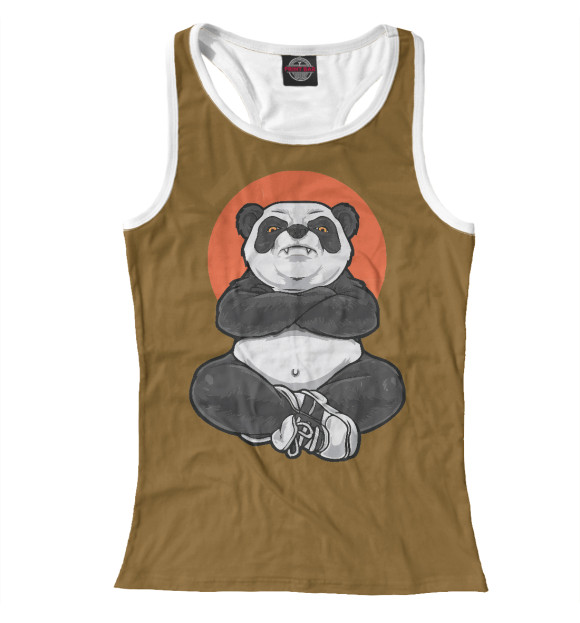 Женская майка-борцовка с изображением Панда цвета Белый