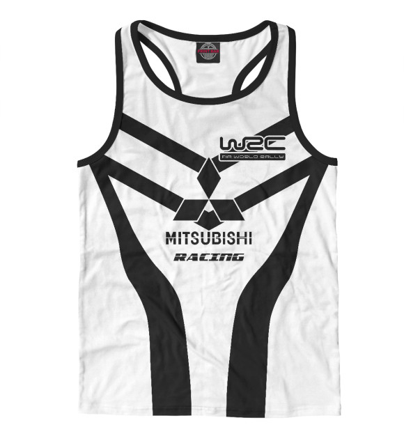 Мужская майка-борцовка с изображением Mitsubishi цвета Белый