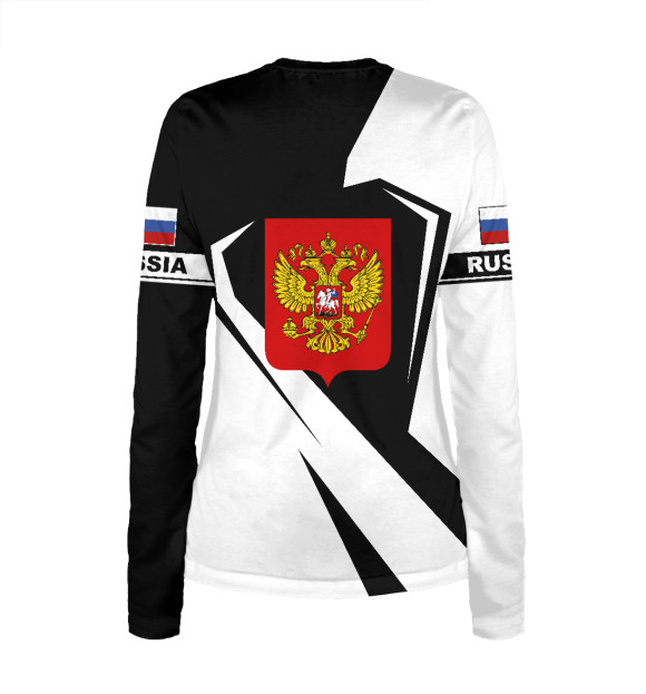 Женский лонгслив с изображением Russia герб цвета Белый