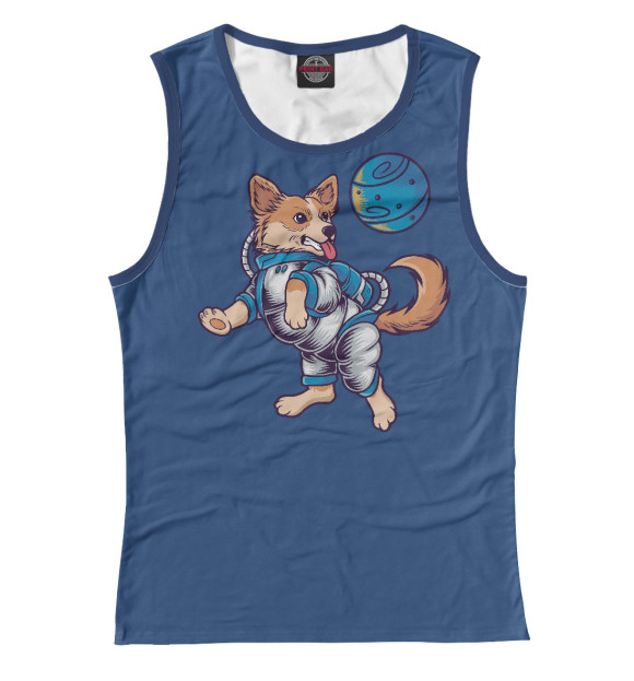 Майка для девочки с изображением Собачка в космосе цвета Белый