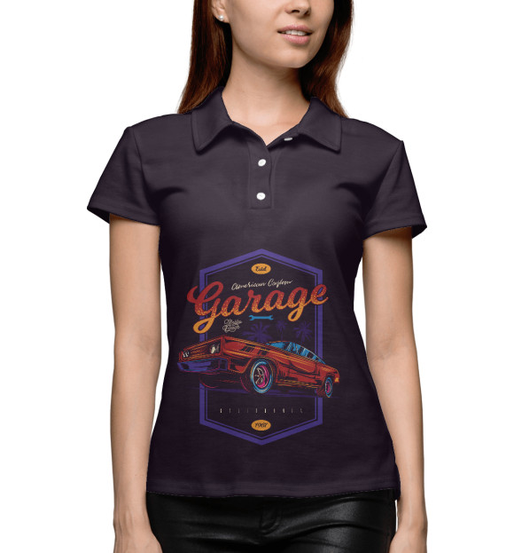 Женское поло с изображением Garage цвета Белый