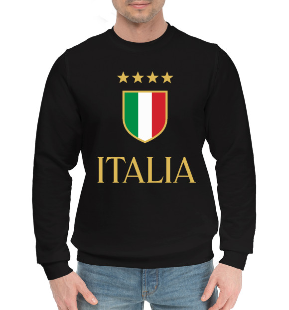 Мужской хлопковый свитшот с изображением Italia цвета Черный