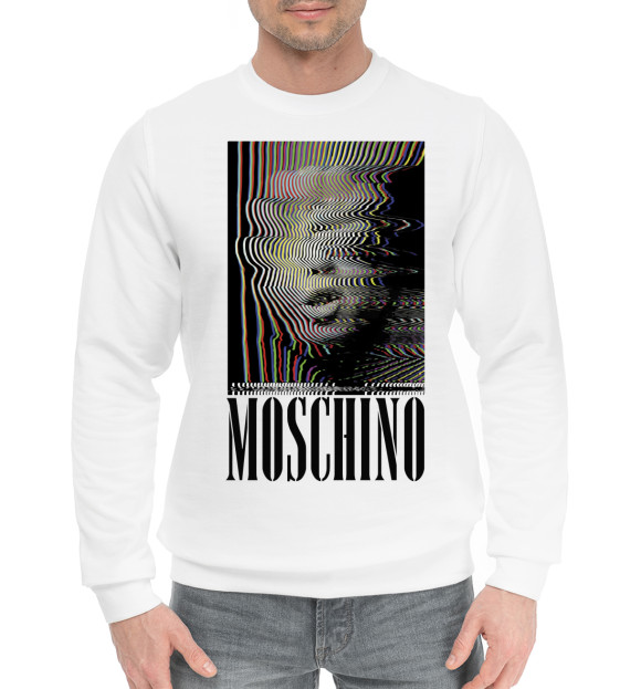 Мужской хлопковый свитшот с изображением Moschino цвета Белый