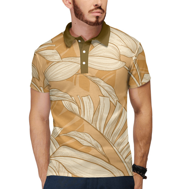 Мужское поло с изображением Летняя тропикана цвета Белый