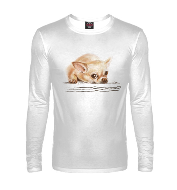 Мужской лонгслив с изображением Грустиночка цвета Белый