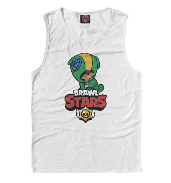 Мужская майка с изображением Brawl Stars - Leon цвета Белый
