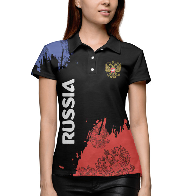 Женское поло с изображением RUSSIA цвета Белый