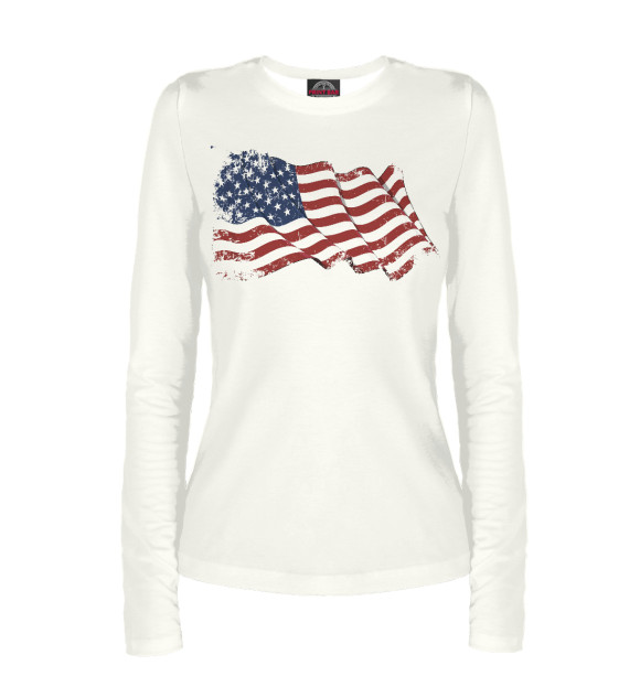 Женский лонгслив с изображением Флаг США цвета Белый