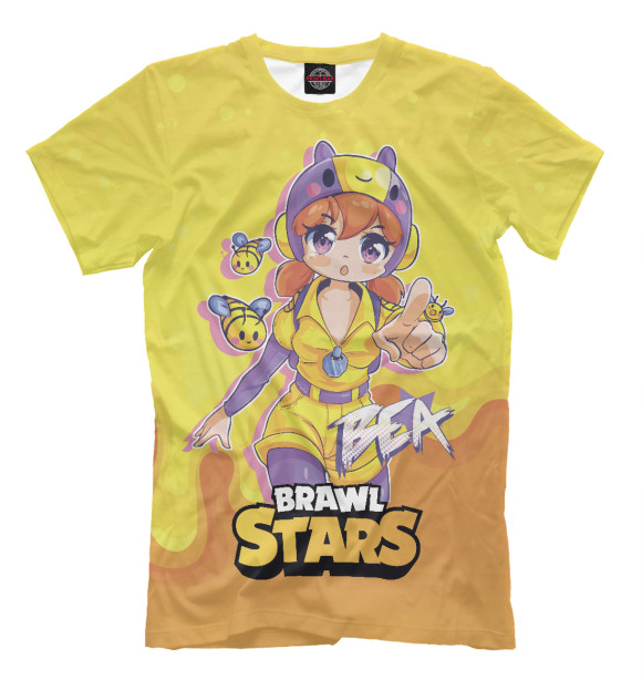 Мужская футболка с изображением Bea Brawl stars Беа anime цвета Белый