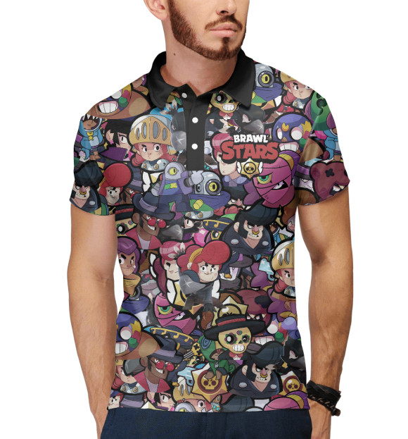 Мужское поло с изображением Brawl Stars цвета Белый