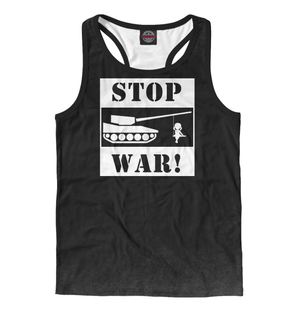 Мужская майка-борцовка с притом Stop War цвета Белый Мужская майка-борцовка с изображением Stop War цвета Белый