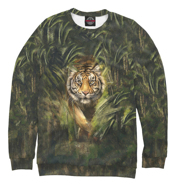 Женский свитшот с изображением Jungle Tiger цвета Белый