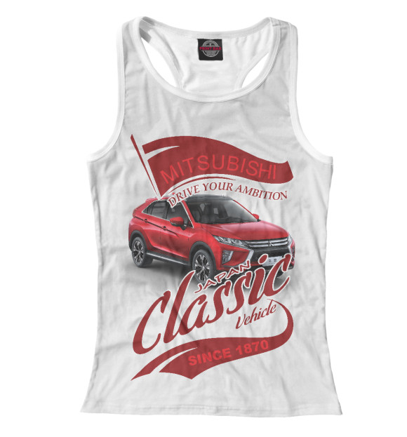 Женская майка-борцовка с изображением Mitsubishi цвета Белый