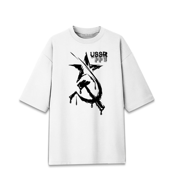 Мужская футболка оверсайз с изображением СССР цвета Белый