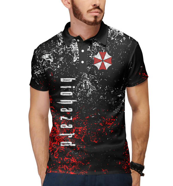 Мужское поло с притом Biohazard | Resident Evil цвета Белый Мужское поло с изображением Biohazard | Resident Evil цвета Белый