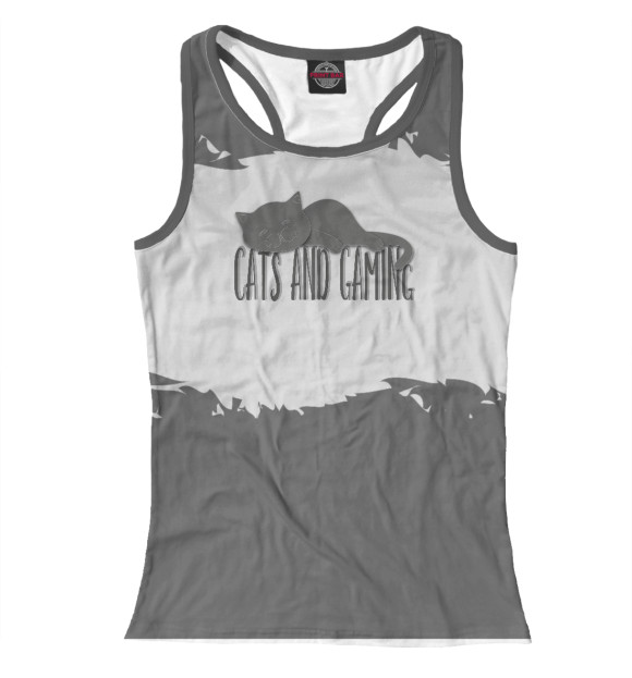 Женская майка-борцовка с изображением Кот и игры цвета Белый