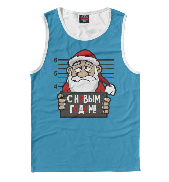 Мужская майка с изображением Дед мороз цвета Белый