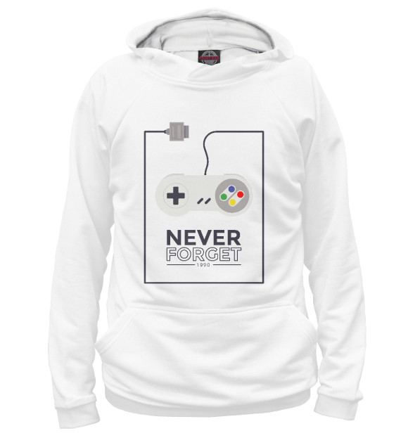 Мужское худи с изображением Never forget цвета Белый