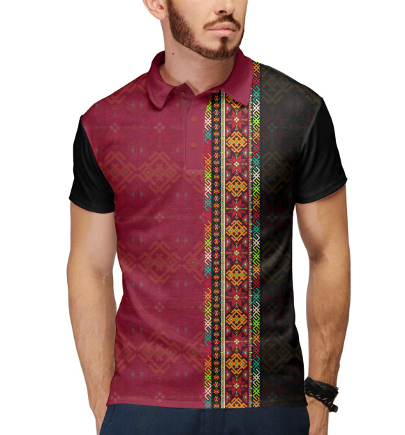 Мужское поло с изображением Символы Славян Алатырь цвета Белый