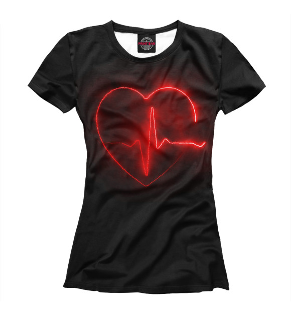 Женская футболка с изображением Heart - ритм цвета Белый