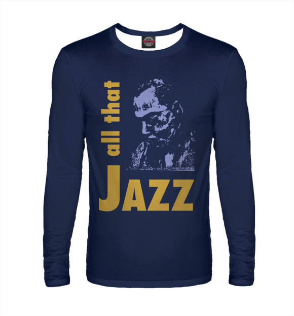 Мужской лонгслив с изображением Джаз цвета Белый